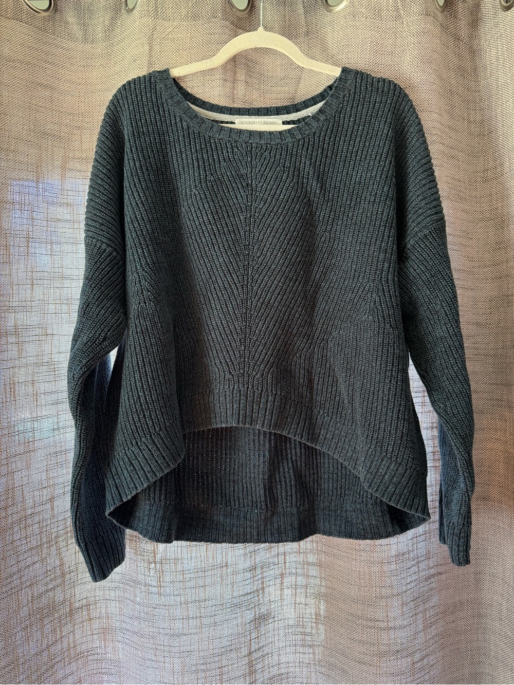 Victoria's Secret Dark Green Ribbed Scoop Neck Sweater